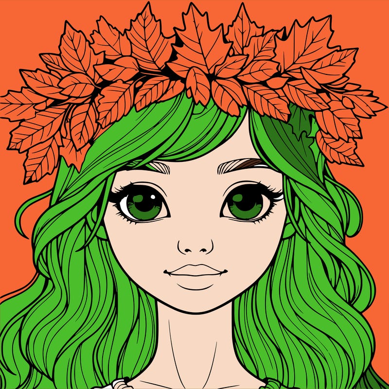 realistic girl with fall leaf crown