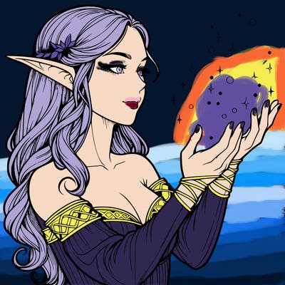 realistic elf girl doing magic