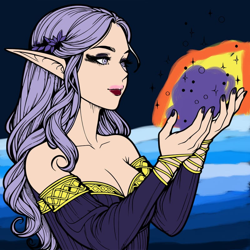 realistic elf girl doing magic