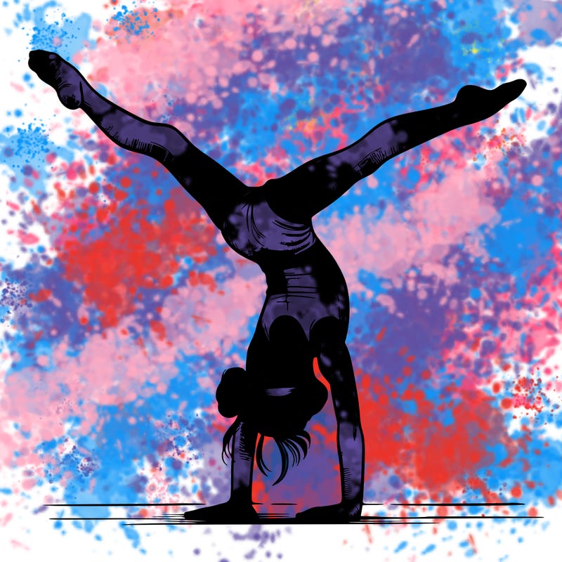 realistic gymnastic hand stand girl in four splits