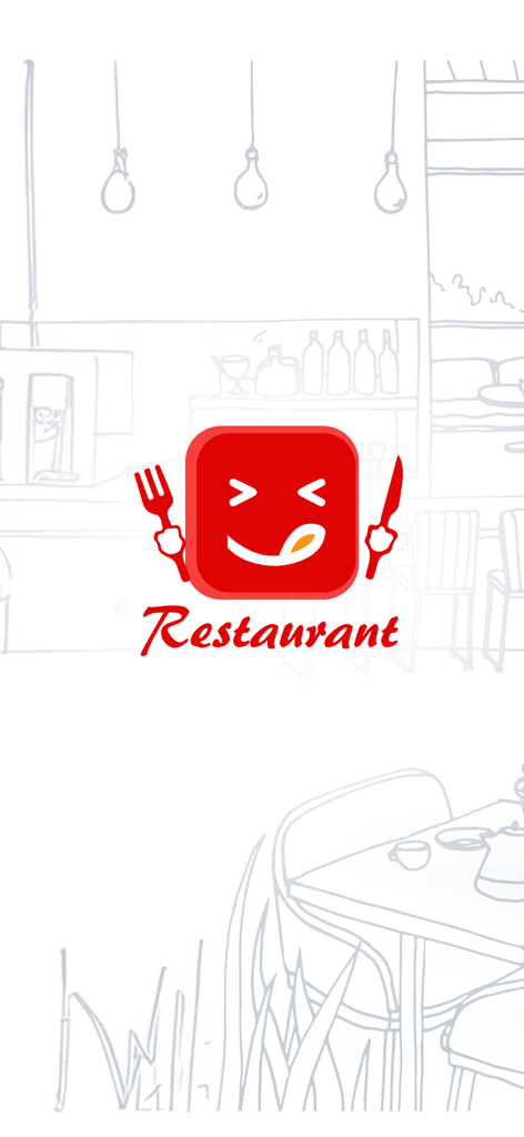 SerMal Restaurant - SerMal Restaurant app welcome screen with logo and restaurant sketch