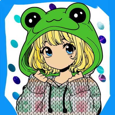 a cute teenage girl wearing a frog hoodie