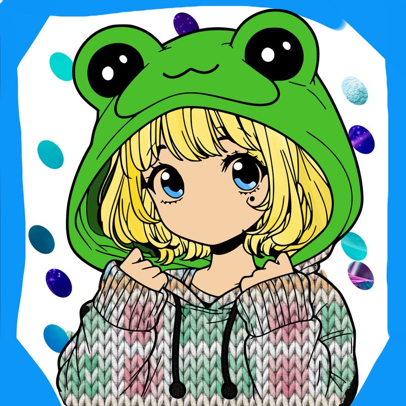 a cute teenage girl wearing a frog hoodie