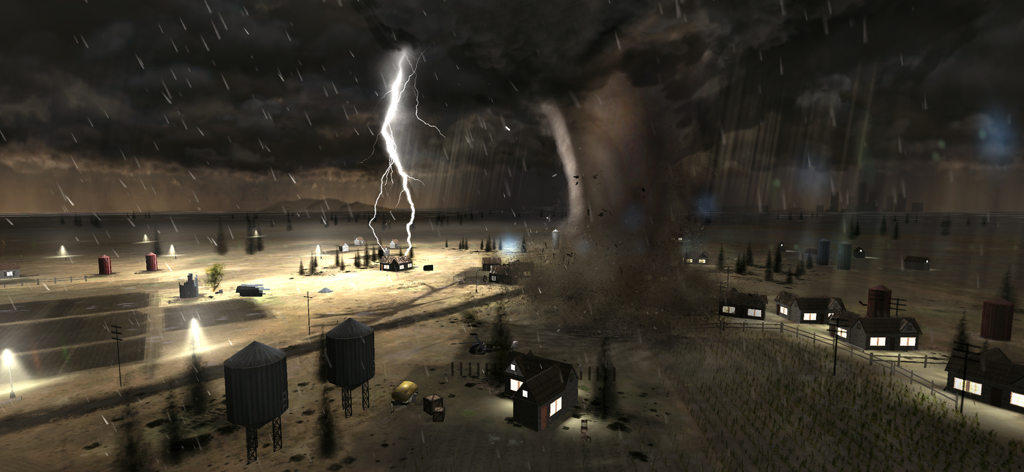 Tornado Alley - Rampage - Massive tornado and lightning strike destroying a rural town in Tornado Alley Rampage.