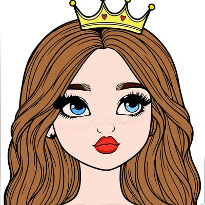 a realistic girl with a crown on