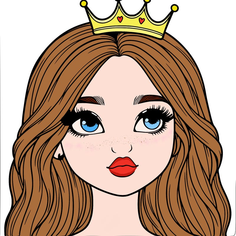 a realistic girl with a crown on