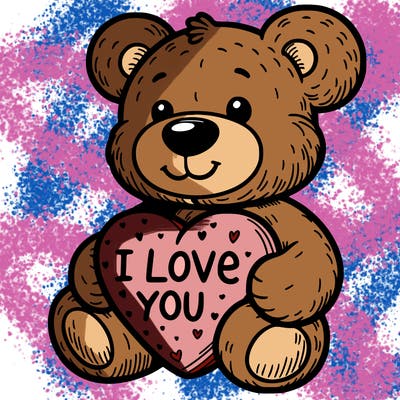 teddy bear holding an i love you heart