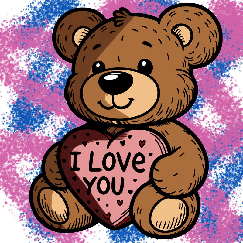 teddy bear holding an i love you heart