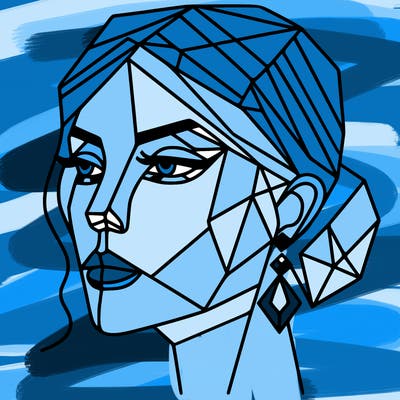 geometric art illustration of a woman's face