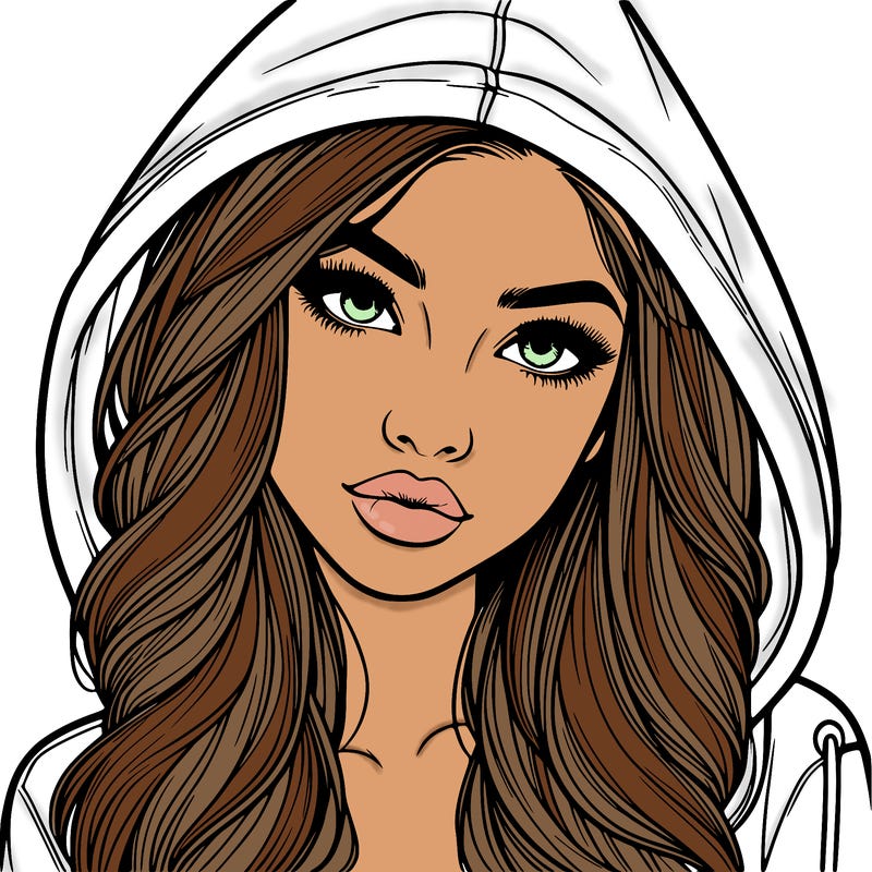 realistic beautiful girl with a hood on