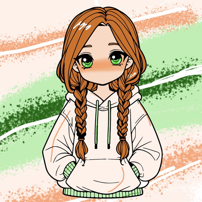 a realistic girl with a oversized hoodie and she has braids