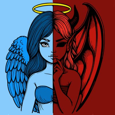 realistic angel half demon