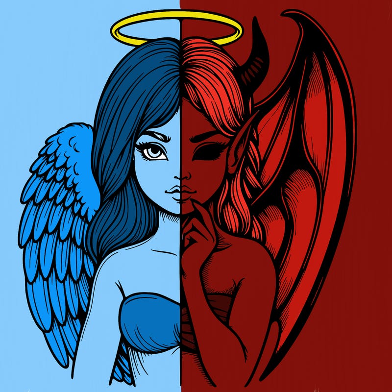 realistic angel half demon