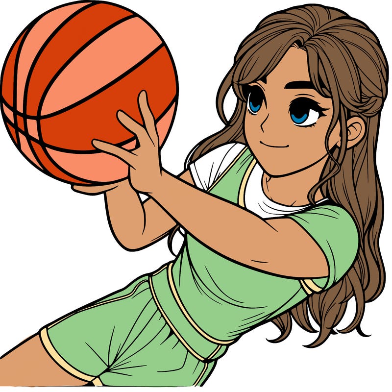 realistic girl playing basketball