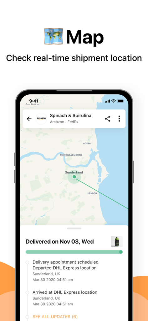 L'application mobile AfterShip affiche le suivi des colis en temps réel sur une carte.