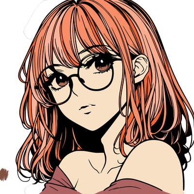manga woman character with glasses and nice lips