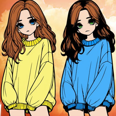 realistic girl with baggy sweater