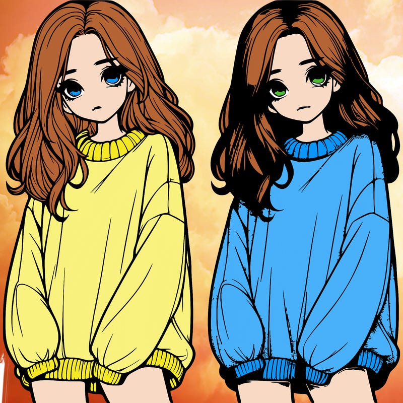 realistic girl with baggy sweater