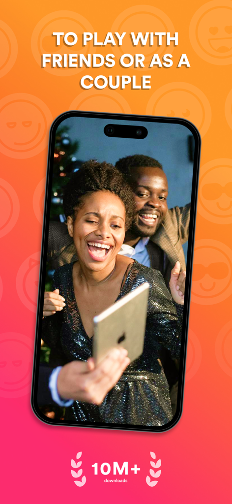 Truth or Dare ⋆ Dirty Game - A laughing couple playing the Truth or Dare app on a smartphone screen featuring a 10 million downloads badge.