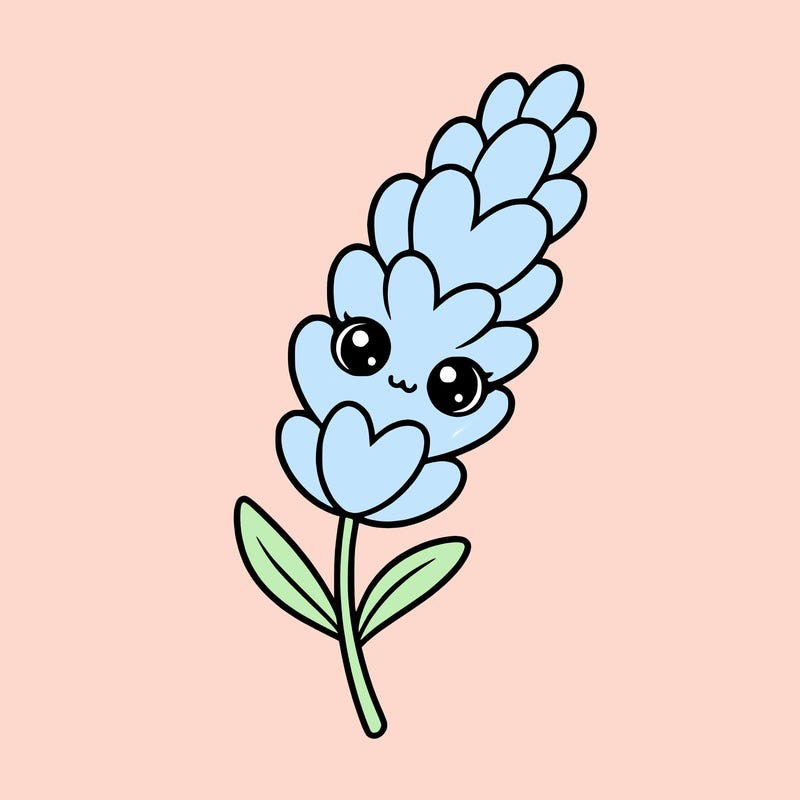 the flower lavender kawaii but cute and a little realistic