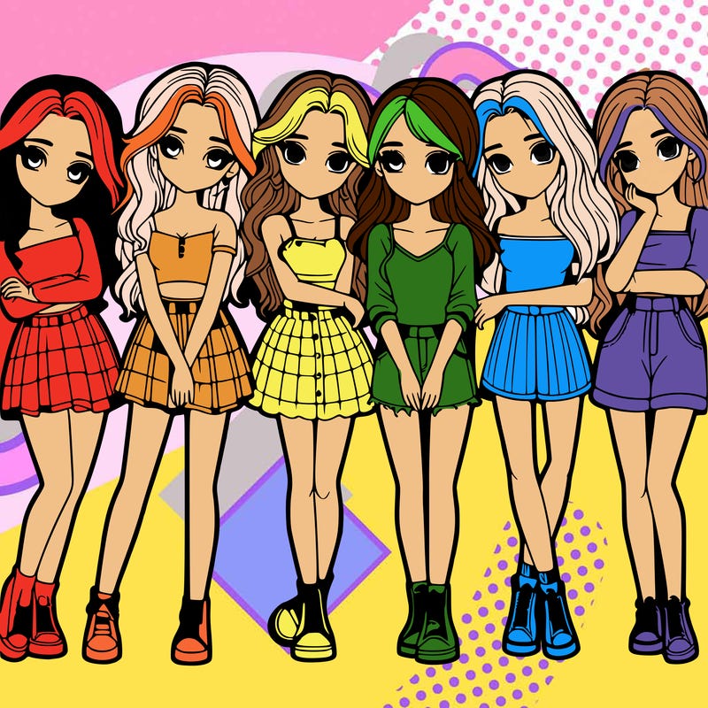 a group of girls realistic