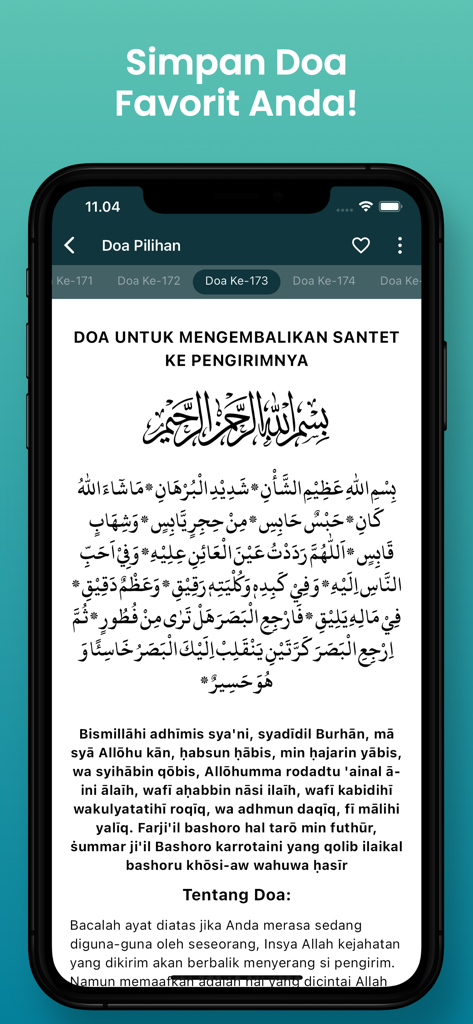 Kumpulan Doa dan Dzikir - Kumpulan Doa dan Dzikir app interface showing prayer text and favorites option