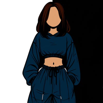 realistic girl faceless with baggy pants and a crop top