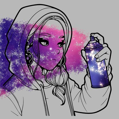 a realistic girl, spray painting