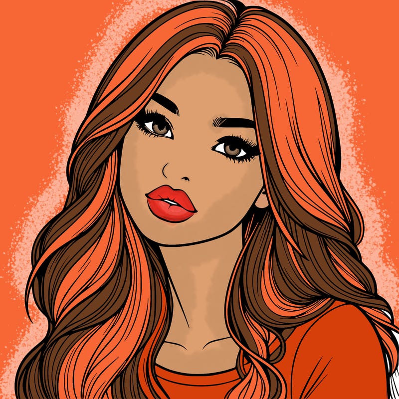 realistic girl with hair on her hair and lips