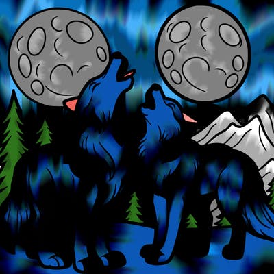 wolfs that are howling at the moon