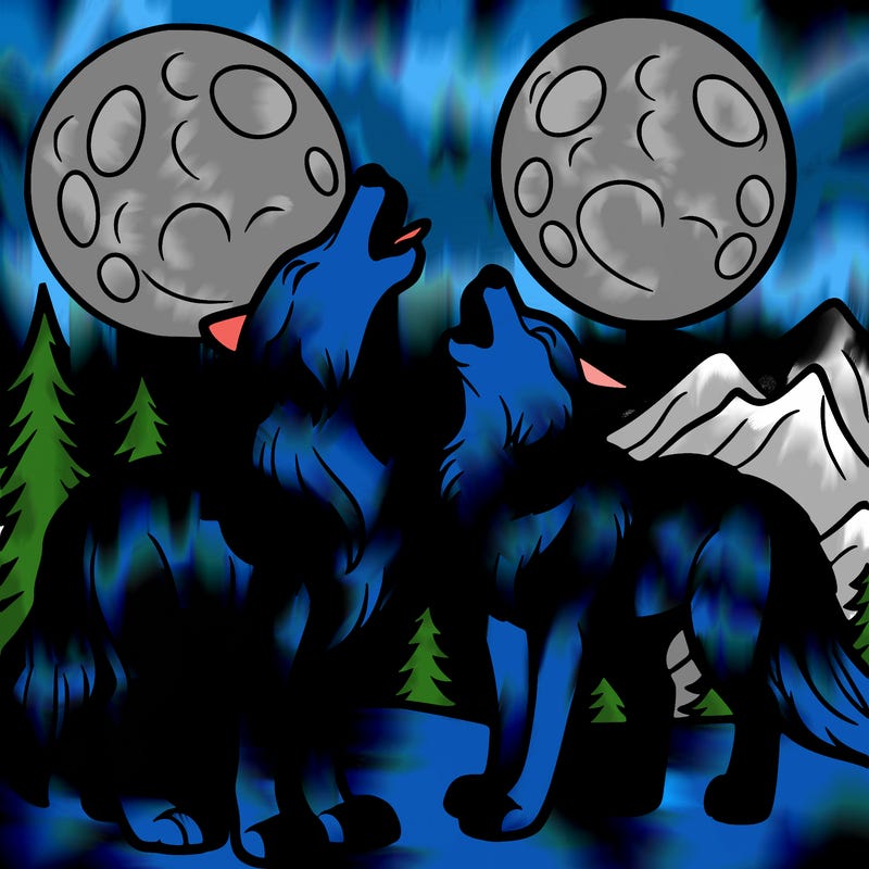 wolfs that are howling at the moon
