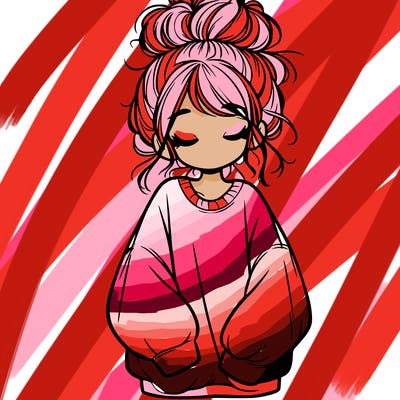 girl with baggy sweatshirt and messy bun