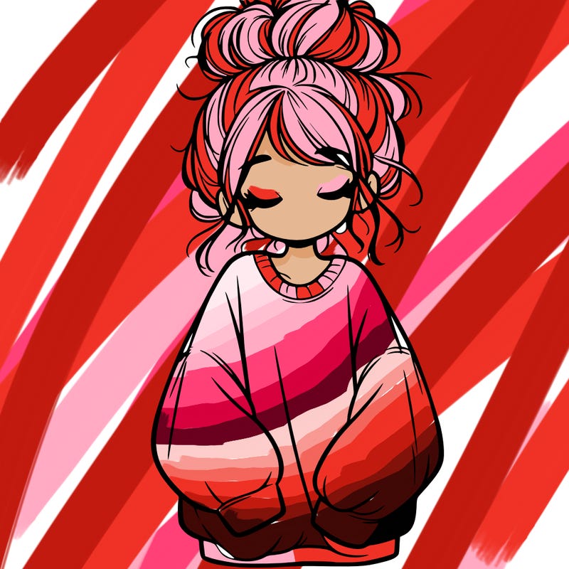 girl with baggy sweatshirt and messy bun