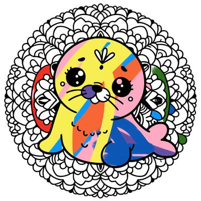 a cute baby seal mandala