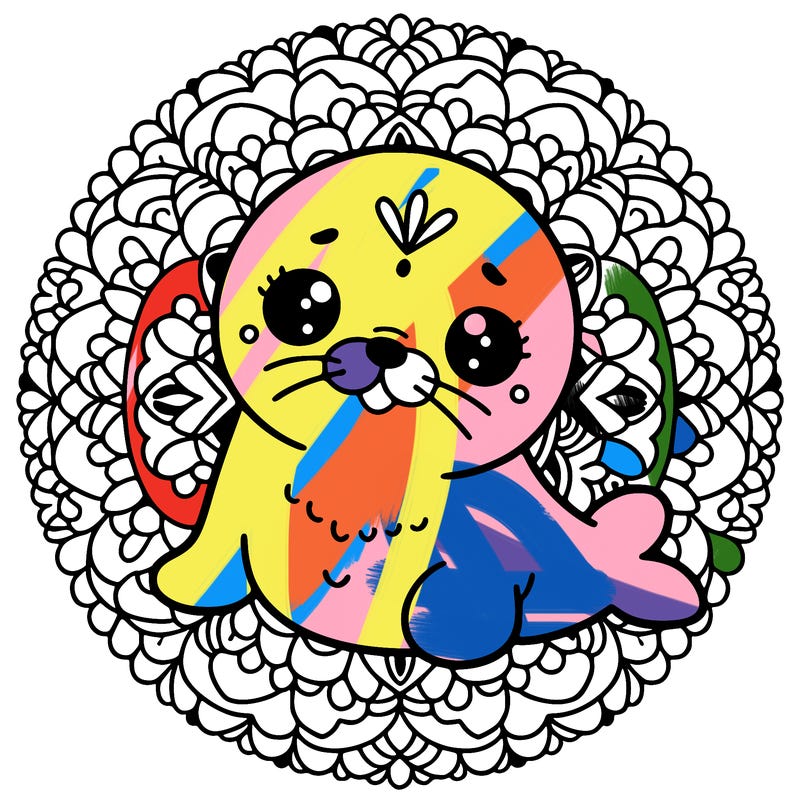 a cute baby seal mandala