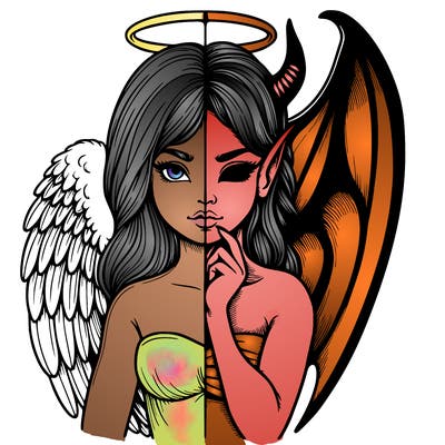 realistic angel half demon