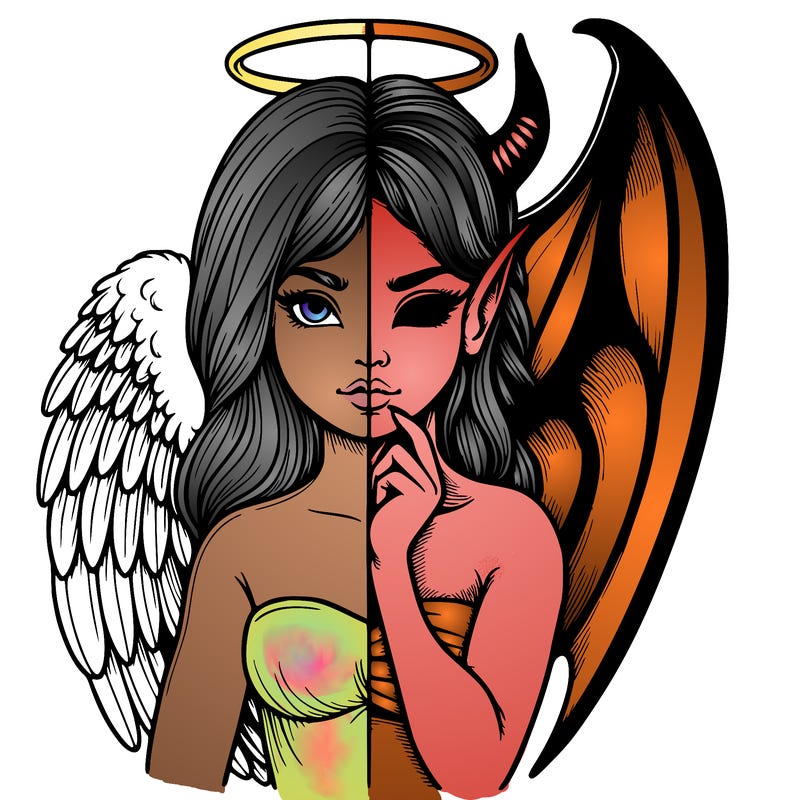 realistic angel half demon