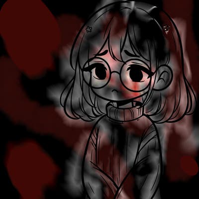 sad girl with glasses in a sweater