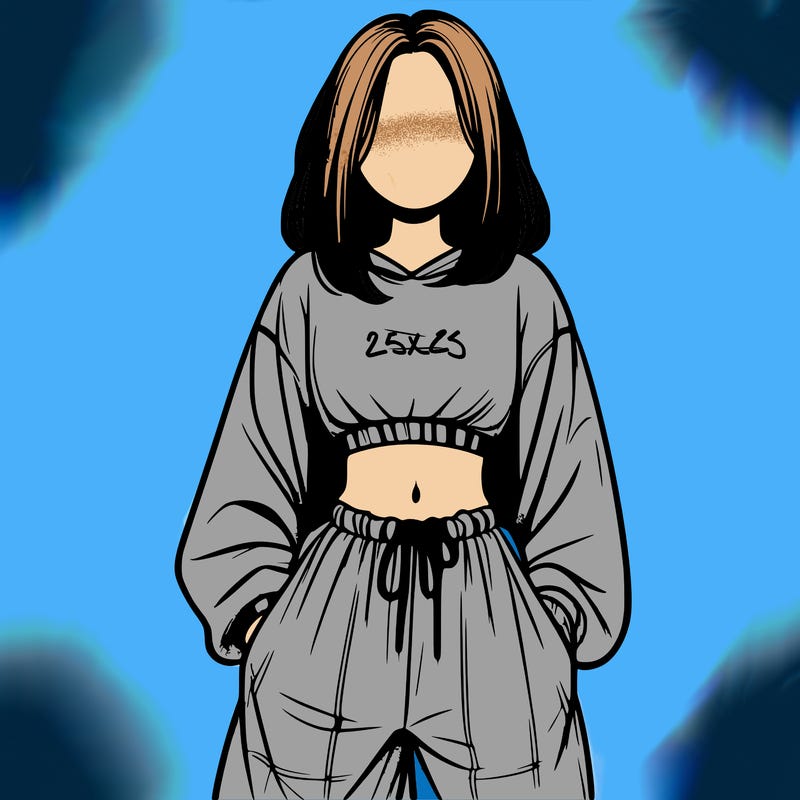realistic girl faceless with baggy pants and a crop top