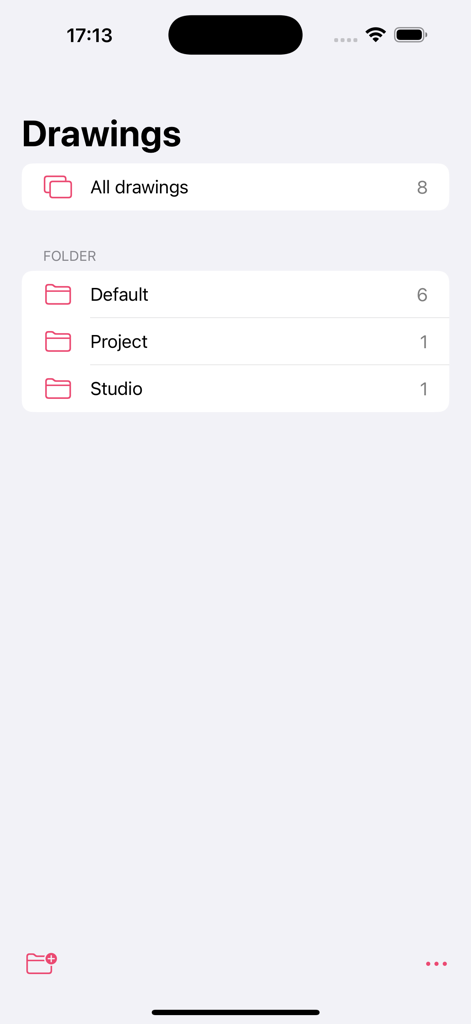 Drawing Studio - Drawing Studio app interface showing folder organization for visual notes and diagrams.