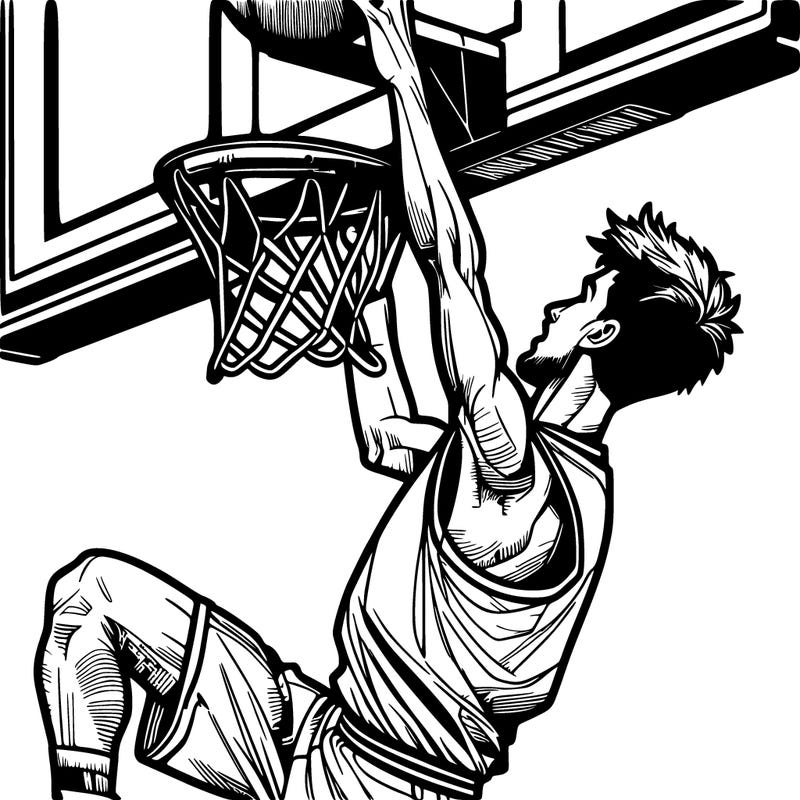 a hyper realistic basketball player dunking a ball