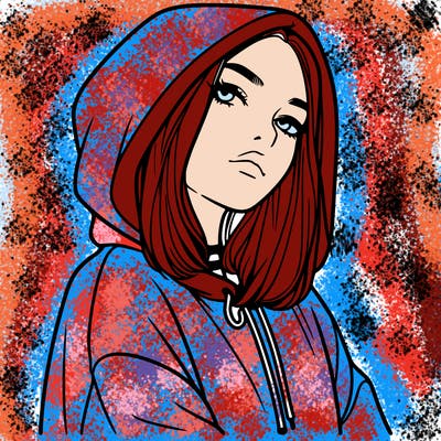 a realistic girl in a hoodie