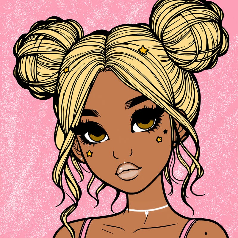 realistic girl with space buns