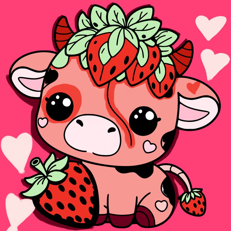cute strawberry cow