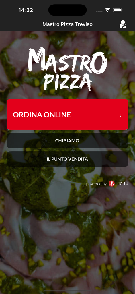 Mastro Pizza Treviso - Home screen of the Mastro Pizza Treviso app showing the order online button