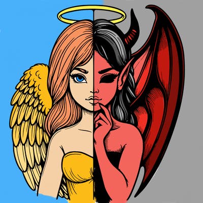 realistic angel half demon