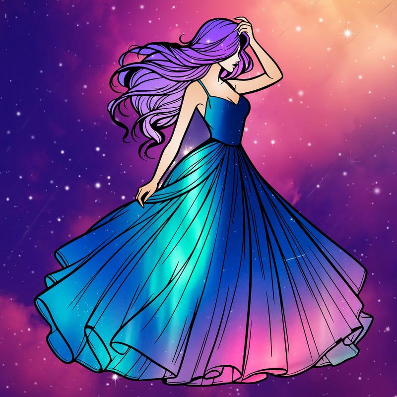 realistic woman with dress flowing in the wind