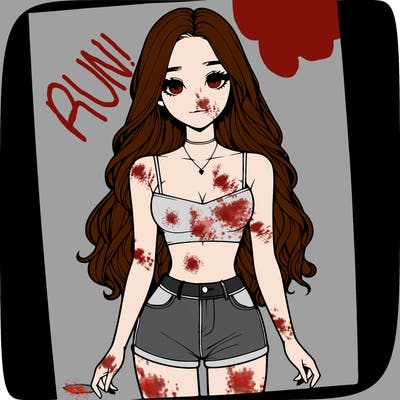 a realistic girl with long hair and in a crop top and shprts