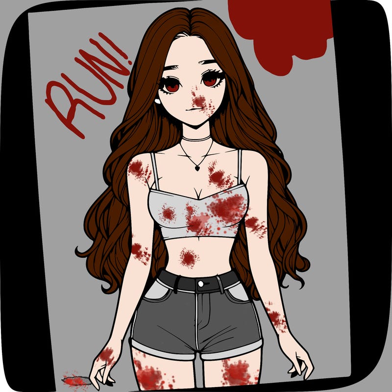 a realistic girl with long hair and in a crop top and shprts