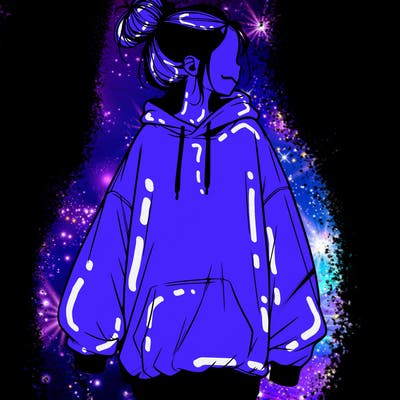 realistic girl with a oversized sweatshirt on and a bun